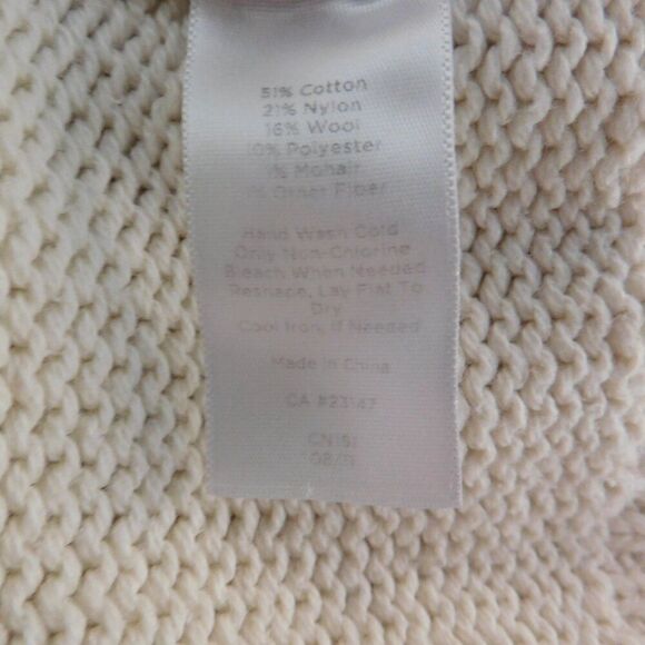 Talbots Womens Turtleneck Sweater Cream Ivory Wool Mohair Cotton Size Large - Picture 4 of 6